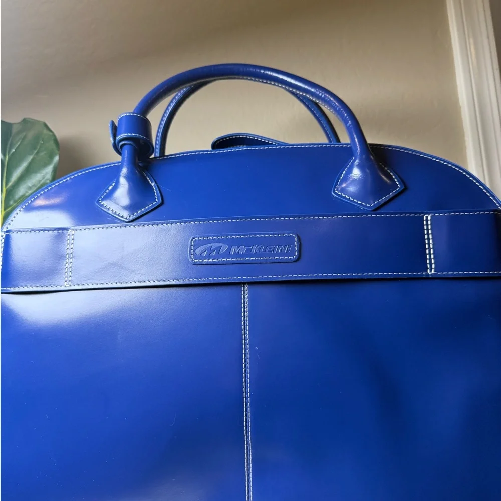 McKlein Royal Blue Leather Briefcase Tote